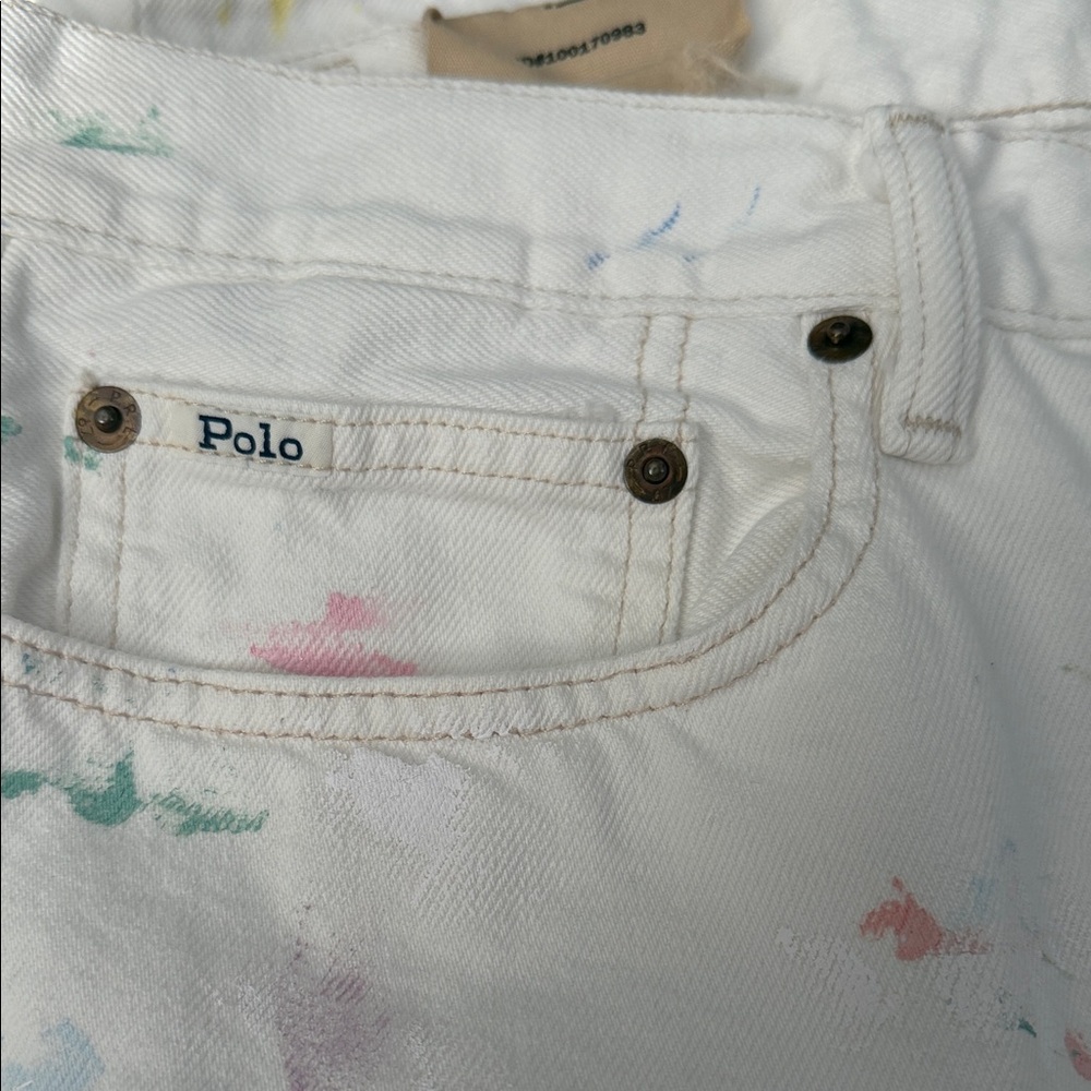 Polo Jeans Women’s Stylish White paint splatter denim‎ jeans size 33R - Picture 5 of 7